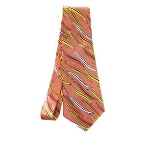Vintage 1960s Wide Tie Retro Orange Yellow Brown Abstract Print Necktie